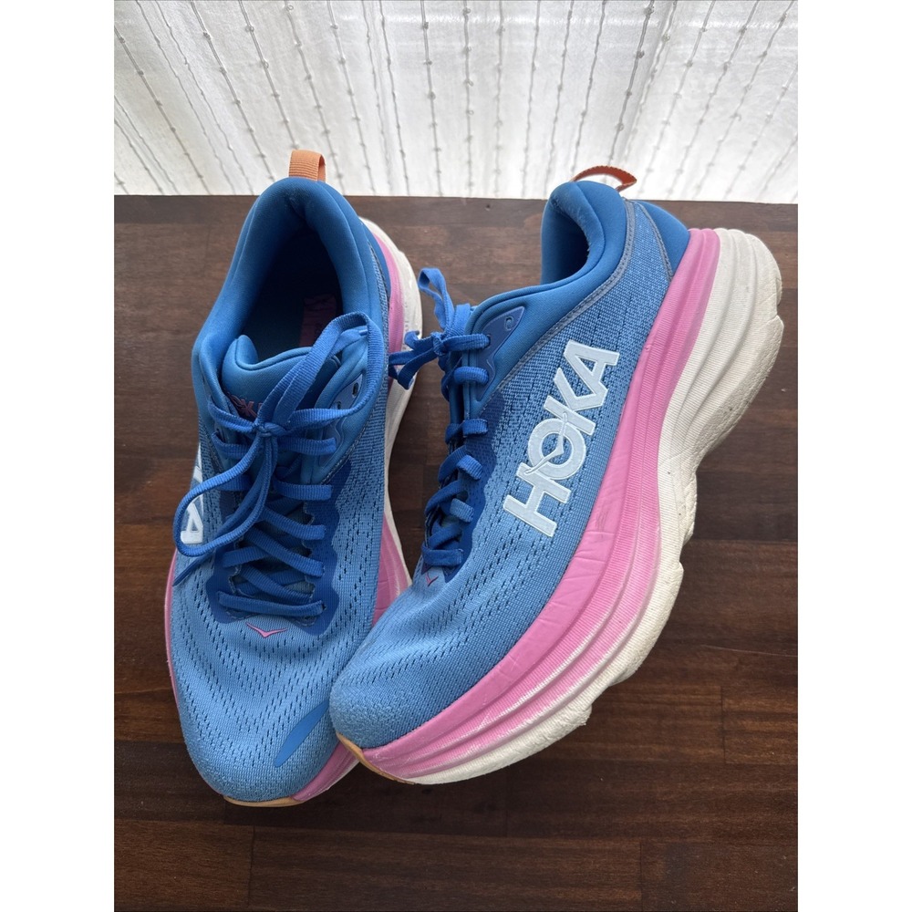 Hoka One One Bondi 8 Women's Running Shoes Wide Comfort Recovery Blue Sz 9